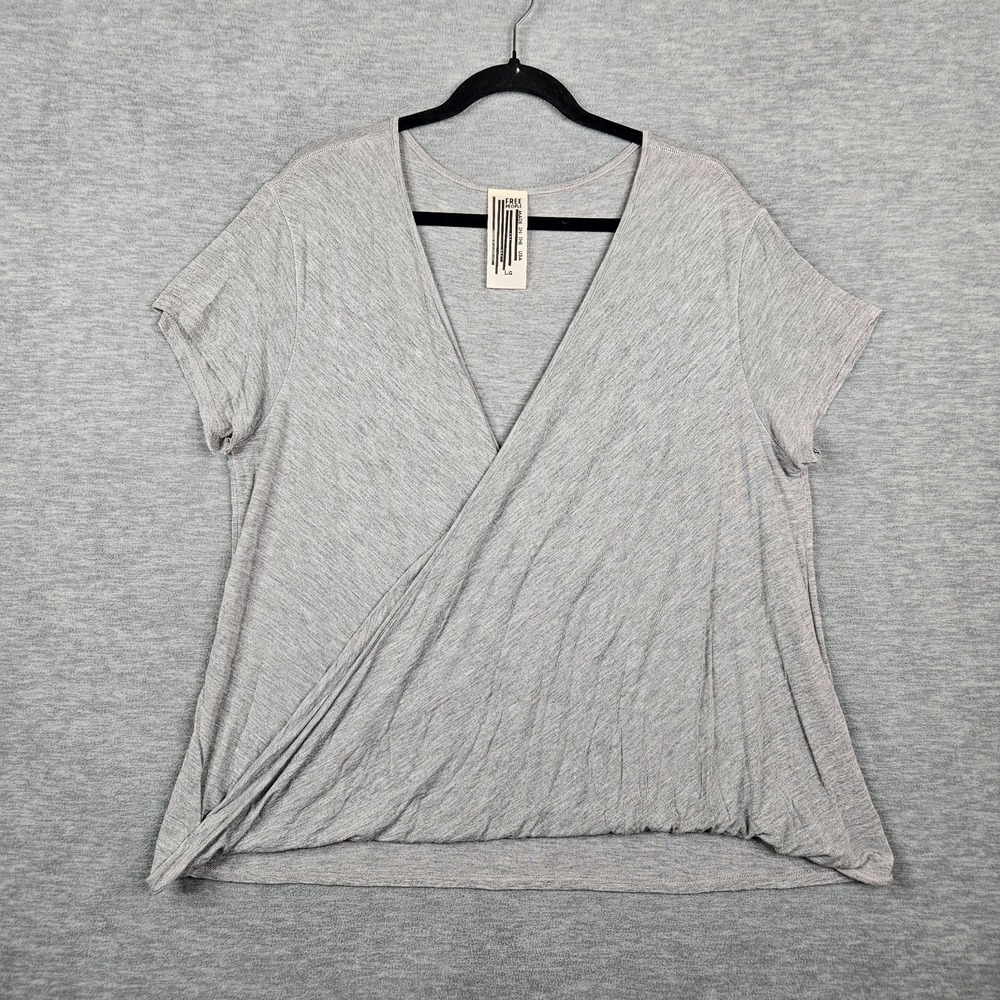 Free People Women's Size L Gray V-neck Hoffman Tee